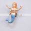 Pearl Powder 4 inch Plastic Nude Small Mermaid Girls Figures Ornament, Mini Mermaid Statue