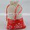 Fashion spliced jute drawstring burlap bags wholesale