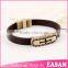 European fashion hollow out cross metal plate magnetic leather bracelet