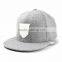 Leather patch luxury gray 100% wool snapback hat 6 panel wool cap