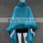 Women Winter Outwear Genuine Cashmere Raccoon Fur Trim Baby Blue Wool Cape