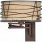 1031-1 wire cage detail surrounds a burlap shade a rich Bronze Metal Swing Arm Wall Lamp
