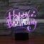 3D Optical Night Light Happy Birthday Gift 7 RGB Light Colors 10 LEDs AA Battery or DC 5V Mixed Lot