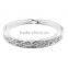 Decent Chunky Alloy Bracelets Ornaments Oblique Strip Carved Inlay Tiny Bling Beads Single Tone Female Bracelets Jewelry