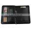 Professional zippered folder business briefcase with calculator and card holders