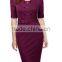 Women's Vintage V Neck Short Sleeve Slimming Business Bodycon Pencil Dress