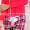 New Coming Casual O-neck Women Pajamas With Long Sleeves Patchwork Plaid Pajamas Sets Cotton 100% 3 Pcs Set