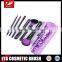 7pcs Two-tone hair cosmetic brush set with round cylinder holder in purple color