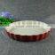 Stocked Cheap round glazed ceramic baking plate two-tone bakeware porcelain kitchen tools