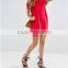 Fashion Women Elegant Vintage Sweet Lace Red Dress Stylish Sexy Slash Neck Casual Slim Beach Summer Sundress Vestidos