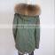 Myfur China Wholesale Fur Parka Mujer with Real Fox Fur Lining Raccoon Fur Collar Hooded