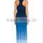 Trade Assurance Yihao Ladies New Sexy Sleeveless Casual Blue Party  Dresses Side Pleated Design Maxi Dress 2015