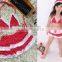 2016 In-stock Lovely Wholesale Boutique Summer Baby Girl Swimsuit Red Polka Dot Print Bikini Ruffles Swimwear With Cap