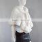 SJ1004 Natural White Fashion Falbala Big Size Rabbit Fur Capes for Girls Free Size