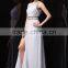 A-line One Shoulder Watteau Train Party dress Floor-length prom gown P030