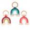 Ins Hot Sale Rainbow Teether Toy Wood Teething Ring For Baby