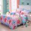 2020 summer new arrival factory direct supply 4PCS washed brushed cotton reactive printing cute pinkycolor bedding set for girl