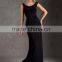 Hot Sale Scoop Sleeveless Shealth Style with Ruffles Floor Length with Sash Deep Punge Neckline Evening Dress