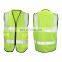 Men Women Breathable Mesh Construction Reflective Safety Working Vest with Pockets and Zipper