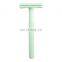 Natural Shaving Customized Green Double Edge Womens Safety Shave Razors For Gift
