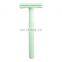 Natural Shaving Customized Green Double Edge Womens Safety Shave Razors For Gift