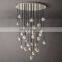 Modern Luxury Industrial Style Transparent Smoke Gray Crystal BOULE Raindrop Pendant Light for Living Room & Hotel Decoration