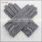 ladies winter warm grey woolen dress fashion hand gloves with fur and button