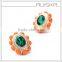 Orange Acrylic Beads Big Emerald Earrings