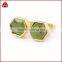 Natural green chrysoprase hexagon stone stud post earrings