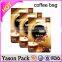 Yason black food safe paper packaging coffee bag storage with clear window 12oz coffee bag with gusset 12oz burlap coffee bag