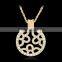 New Trendy Hollow Out Long Chain Necklace Round Gold Plated Rhinestone Pendant Necklace for Women Jewelry Gifts