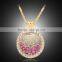 2016 Hollow Out Romantic Rose Long Chain Necklace Round Silver Gold Plated Rhinestone Pendant Necklace for Women Jewelry Gifts