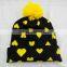 wholesale custom jacquard knit pom beanie with embroidery