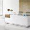 Beauty white color curve shape office counter reception desk