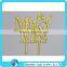 Chinese factory cheap letter cupcake topper golden acrylic cake topper