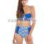 2016Top Selling striped Retro Push Up High Waist Bikini Swimwear