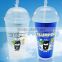 with straw and dome lid customized plastic tumbler for promotion