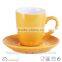 colorful two tone glaze ceramic cup and saucer
