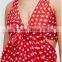 latest clothing OEM Cut-out side detail Tied front White Polka Dot Dress
