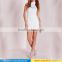 white roll neck wrap hem bodycon short mini night dress