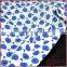 Blue embroidered floral hollow out cotton lace fabric, embroidery design fabric