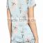 Women Floral Print Pajamas Set Short Sleeve Button Top With Shorts Satin Pattern Pyjama Set