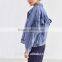 Latest denim jacket bomber falbala bomber jacket fashion woman clothing