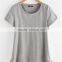 Plain white and grey pure cotton Roll Cuff Ruffle Trim Slub T-shirt