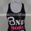 Fashion design 2015 cotton black color tanktop sportwear for women