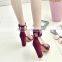 B22422A Ladies plus size High-end Suede hollow buckle high-heeled sandals