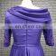 Elegant Purple A Line Long Evening Dresses 2017 With 3/4 Long Sleeve