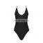 2017 Fashion Women Sexy Black Side Lace Up High Cut Thong One Piece Bikini Swimwear