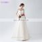 Graceful Latest Design Wedding Event Ivory Tulle With Handmade Flower Sweetheart Off The Shoulder Beaded Long Bridesmaid Dresses