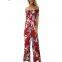Off Shoulder Short Sleeve Floral Printed Long Jumpsuits
